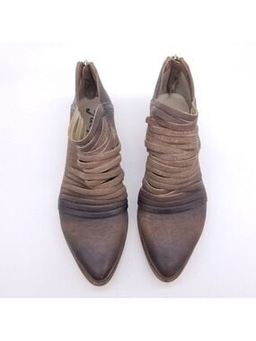 Free People Lost Valley Brown Distressed Leather Ankle Bootie Size EU 37